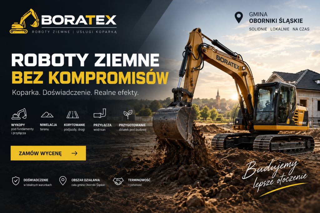 Gmina Oborniki Śląskie – usługi koparką i roboty ziemne Boratex