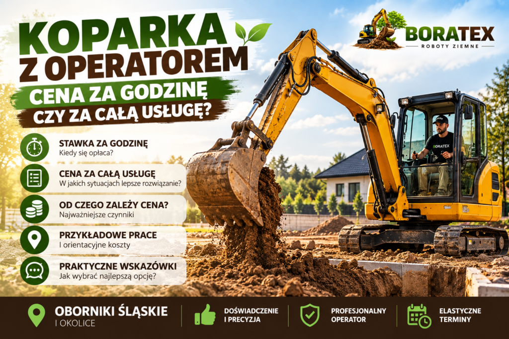 koparka z operatorem cena z a godzinę czy za całą usługę