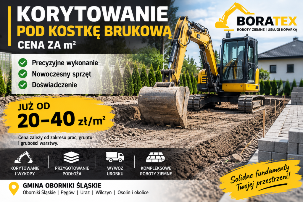 korytowanie pod kostkę brukową cena za m2