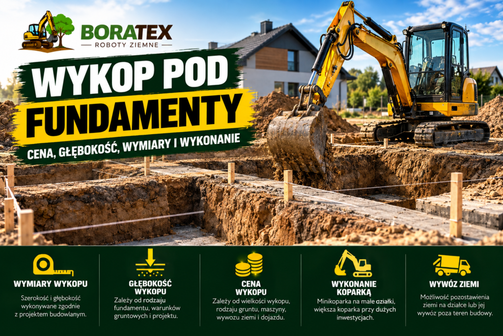 Wykop pod fundamenty cena, głębokość, wymiary i wykonanie
